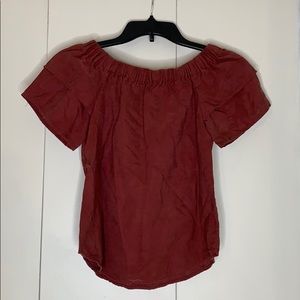 Off the shoulder maroon top